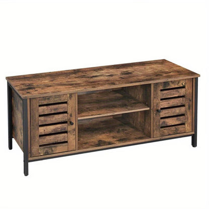 Industrial Style TV Stand with Shelves and Storage Cupboards