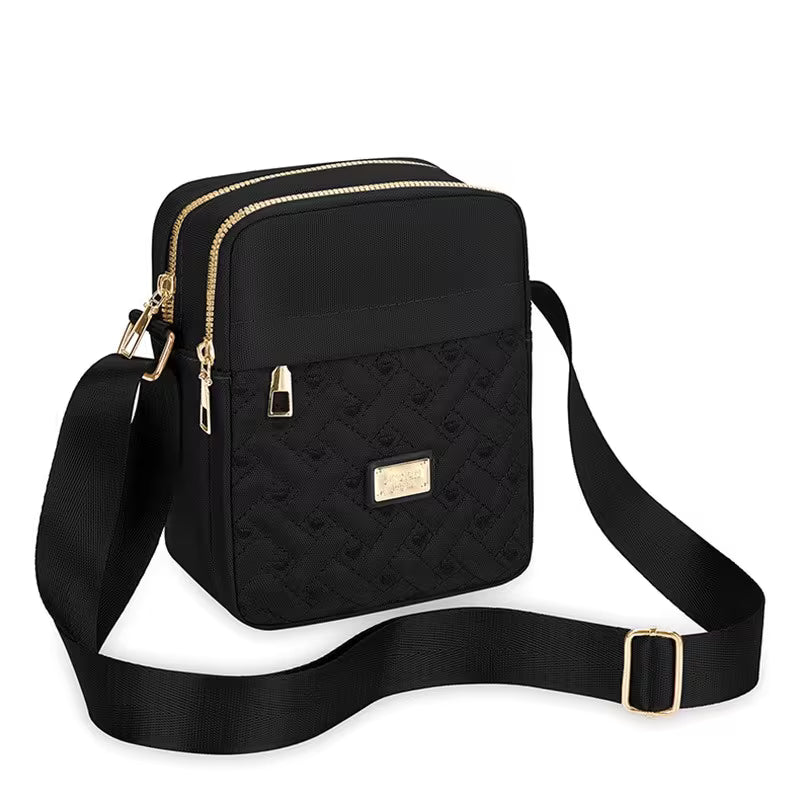 Women Crossbody Bag Embroidery Multi-Zipper Shoulder Bag
