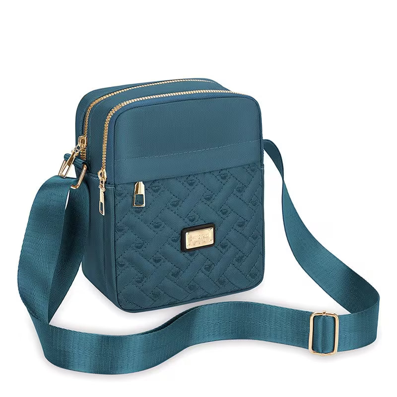 Women Crossbody Bag Embroidery Multi-Zipper Shoulder Bag